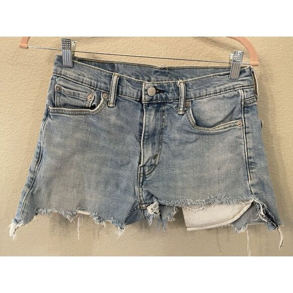 LEVI'S SHORTS 513 29 Cut off Jeans Raw Hem Blue‎ Denim Jean Levis Distressed - Picture 1 of 6